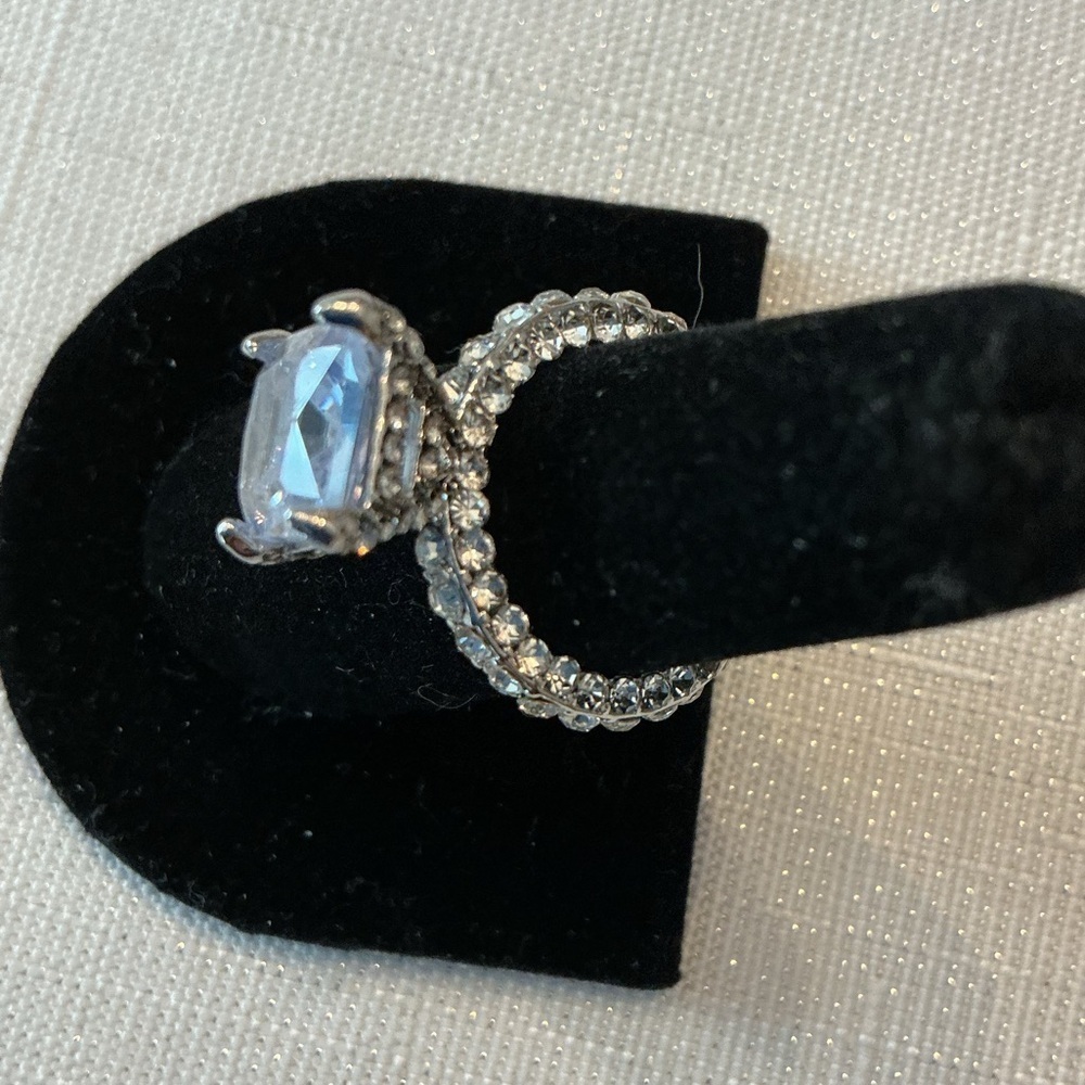 Solitaire Silver Plated Rhinestone Ring - Picture 5 of 5
